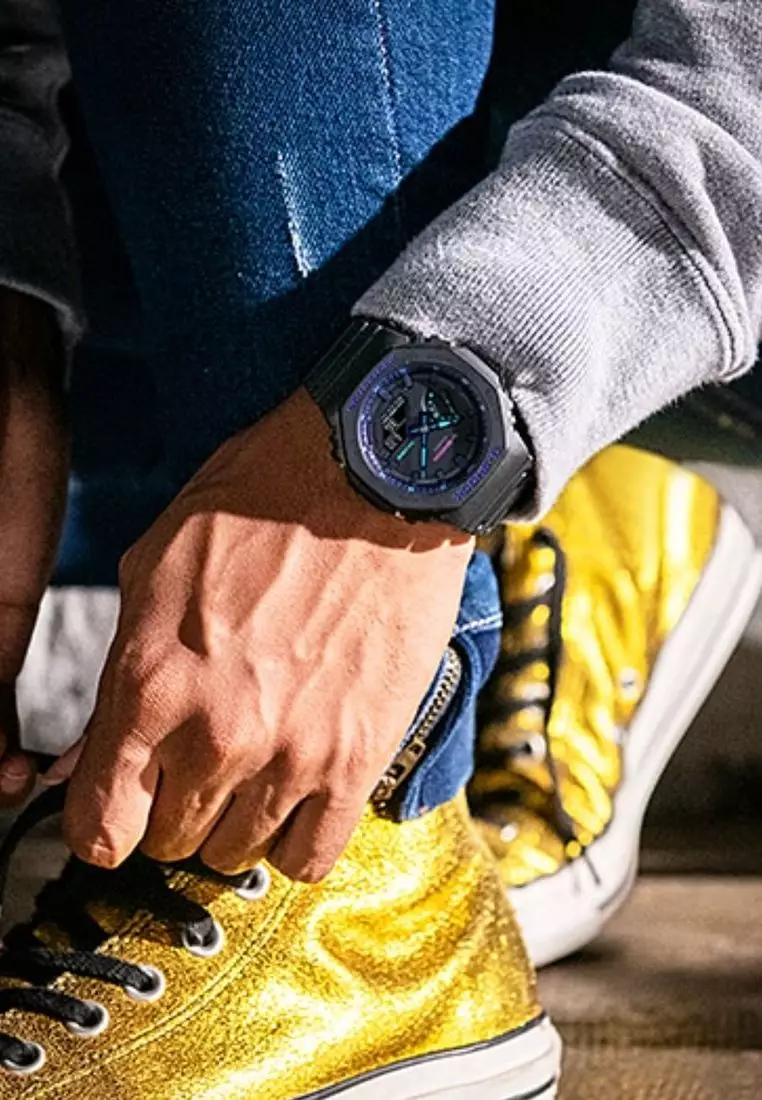 Men's Analog-Digital Watch GA-2100VB-1A Carbon Core Guard Black Resin Band Sport Watch