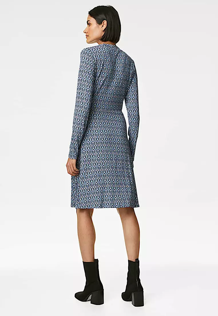 Jersey Printed Mini Skater Dress