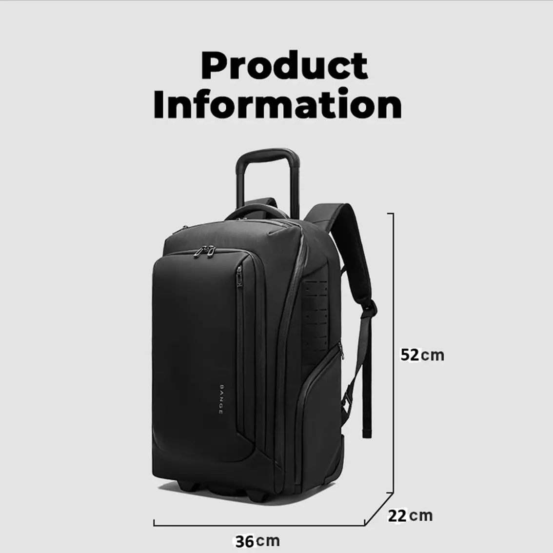BANGE BG8079 Tas Ransel Semi Koper Trolley Bag Backpack Bag Laptop Kerja Travel-GREY