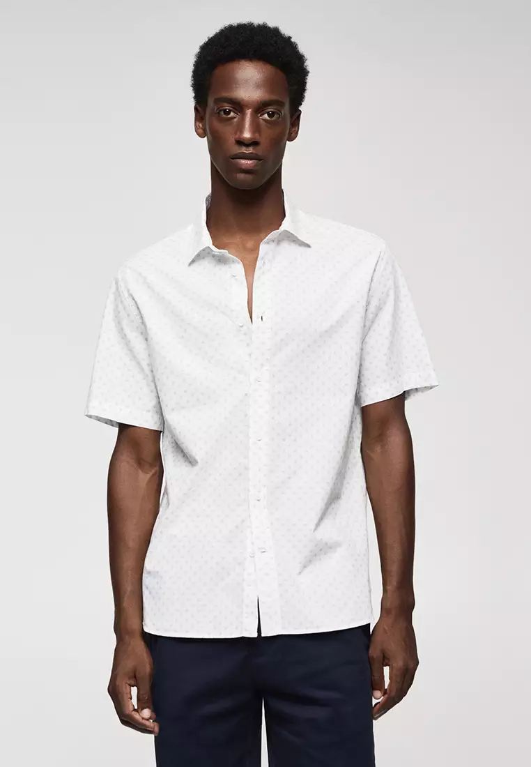 Buy MANGO Man 100 Cotton Short Sleeve Micro Patterned Shirt