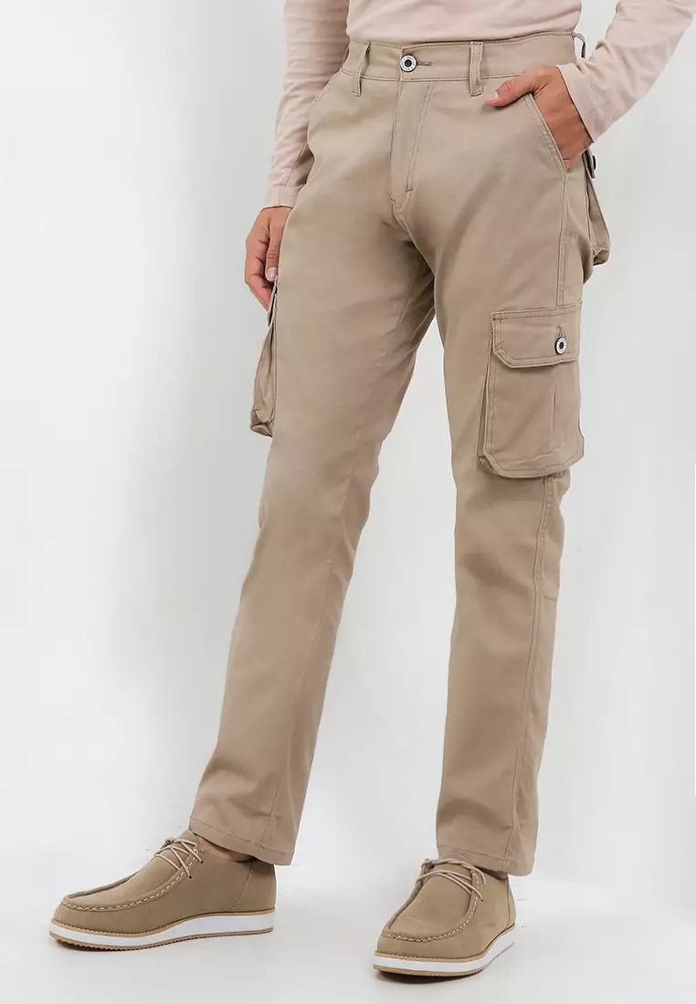 Celana Cargo Pants Cotton Twill Stretch - Mocca