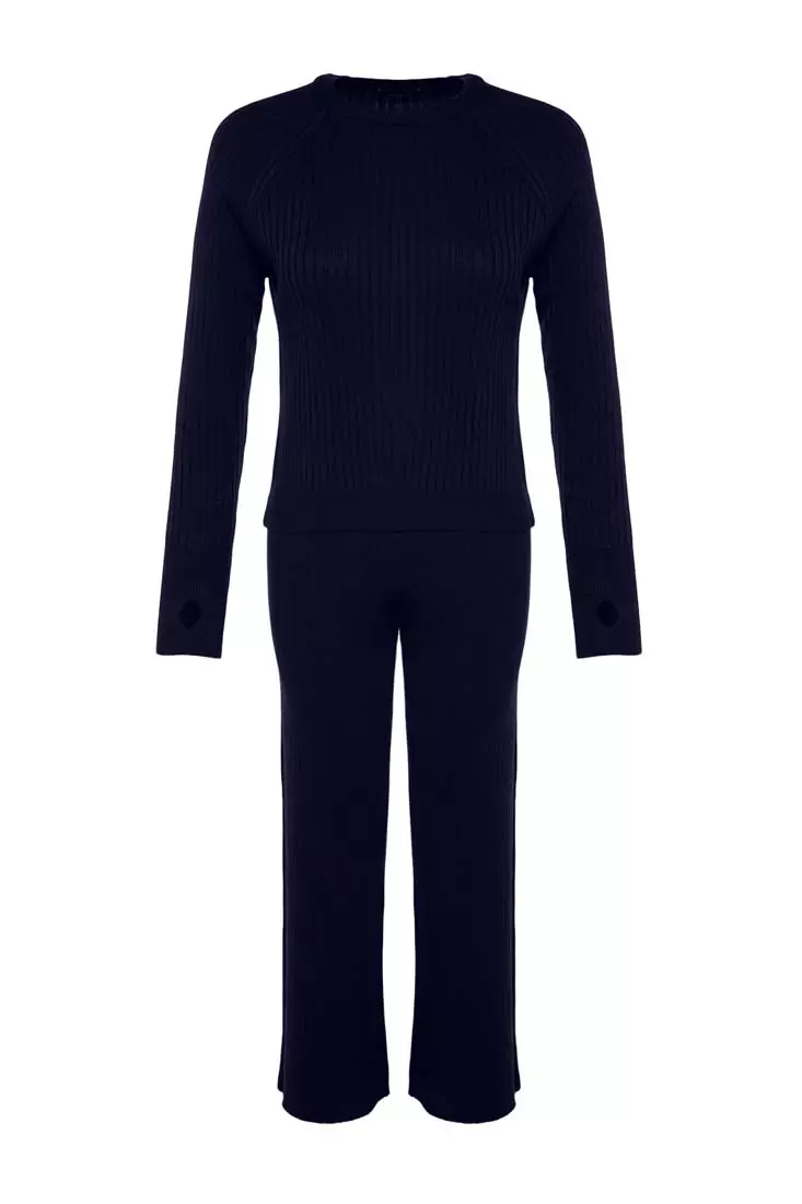 Ribbed Knitted Sweater and Pants Sets
