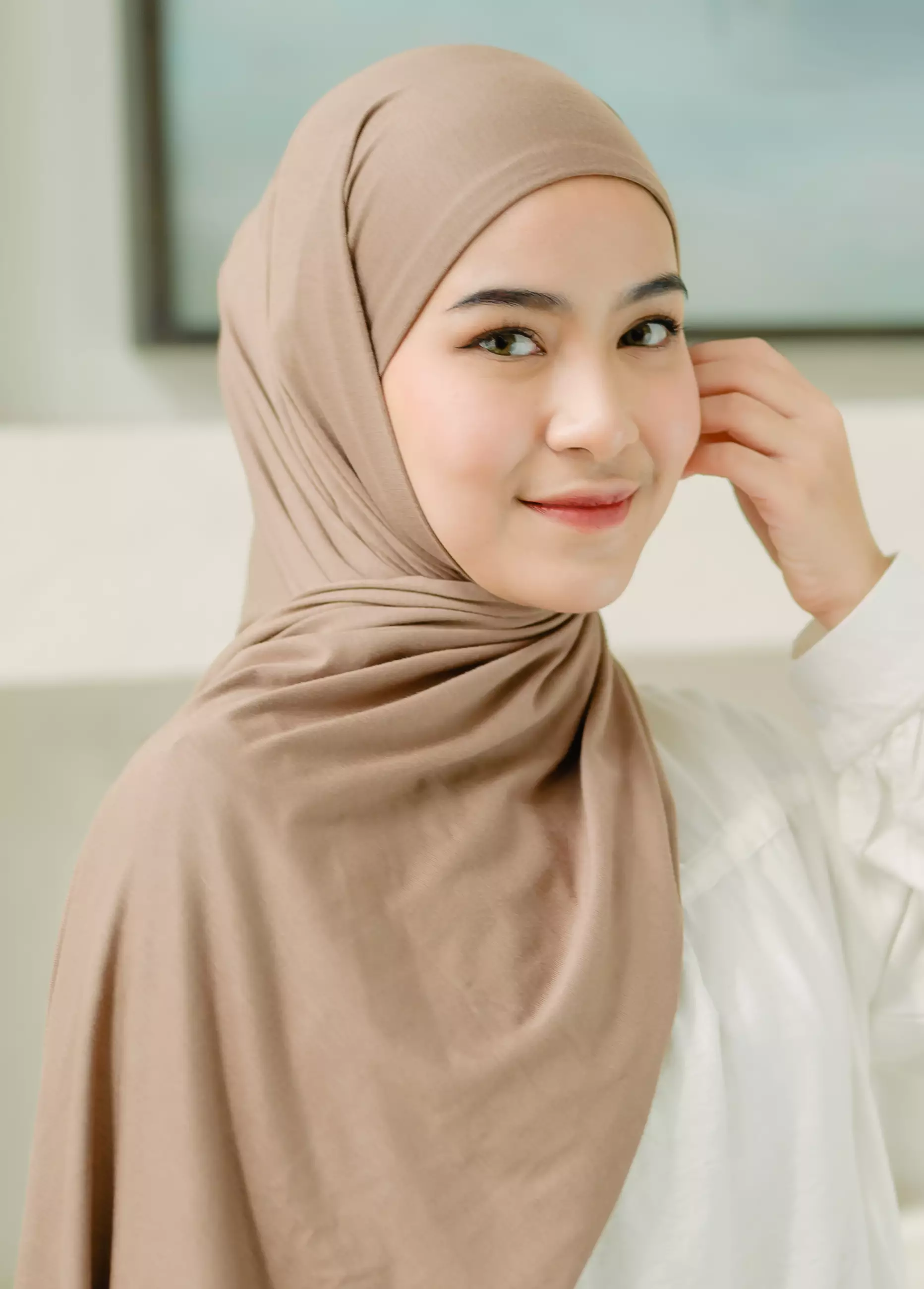 Rayna Instan Shawl (Pashmina Instan Rayon) Hazelnut
