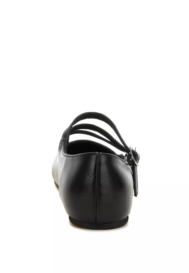 Triple Strap Mary Jane Sandals in Black