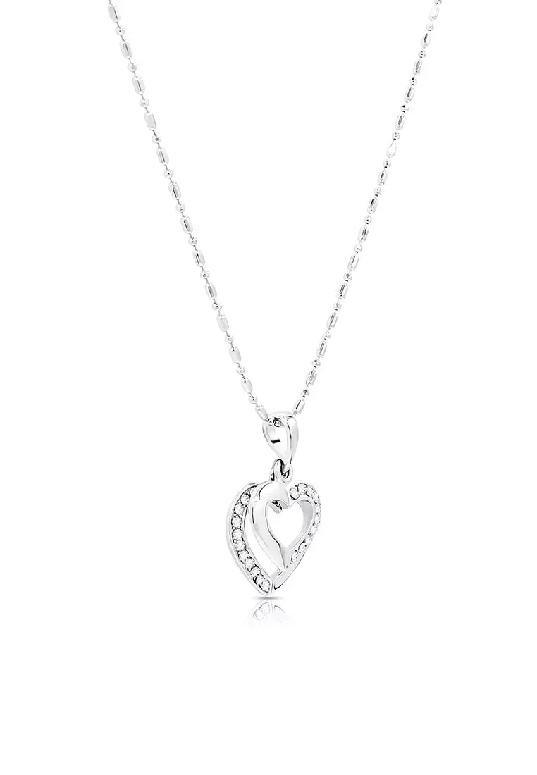 Sindary Austrian Crystal Love Heart Brooch Pin - Silver-Tone, 2.76 Inch, With Gift Box
