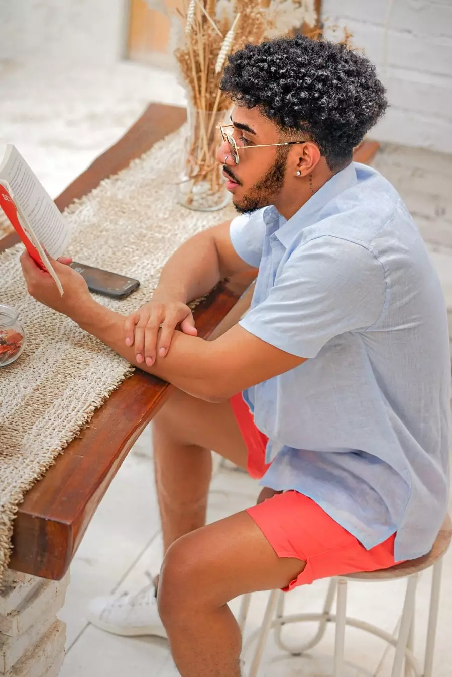 Bali Sky Kemeja Linen Lengan Pendek Pria Biru | Linen Short Sleeve Shirt Men Blue