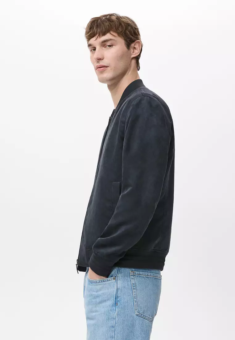 Suede-Effect Bomber Jacket