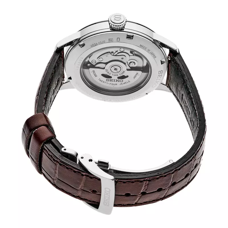 Jam Tangan Pria Seiko Presage SSK041J1 Cocktail Time GMT Acacia Ivory Dial Brown Leather Strap