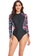 Its Me black and multi Surf Print Long Sleeve One Piece Swimsuit 56CF1US82CAE72GS_5