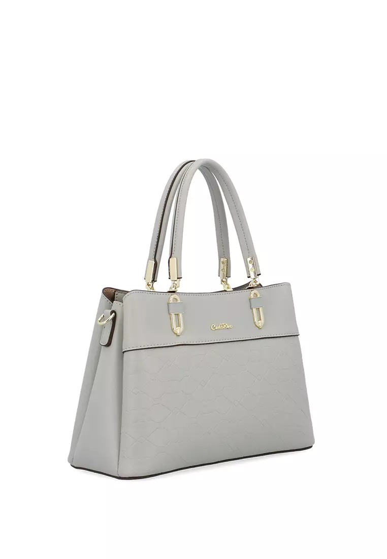 CR Marcella Monogram Top Handle Bag - Light Grey