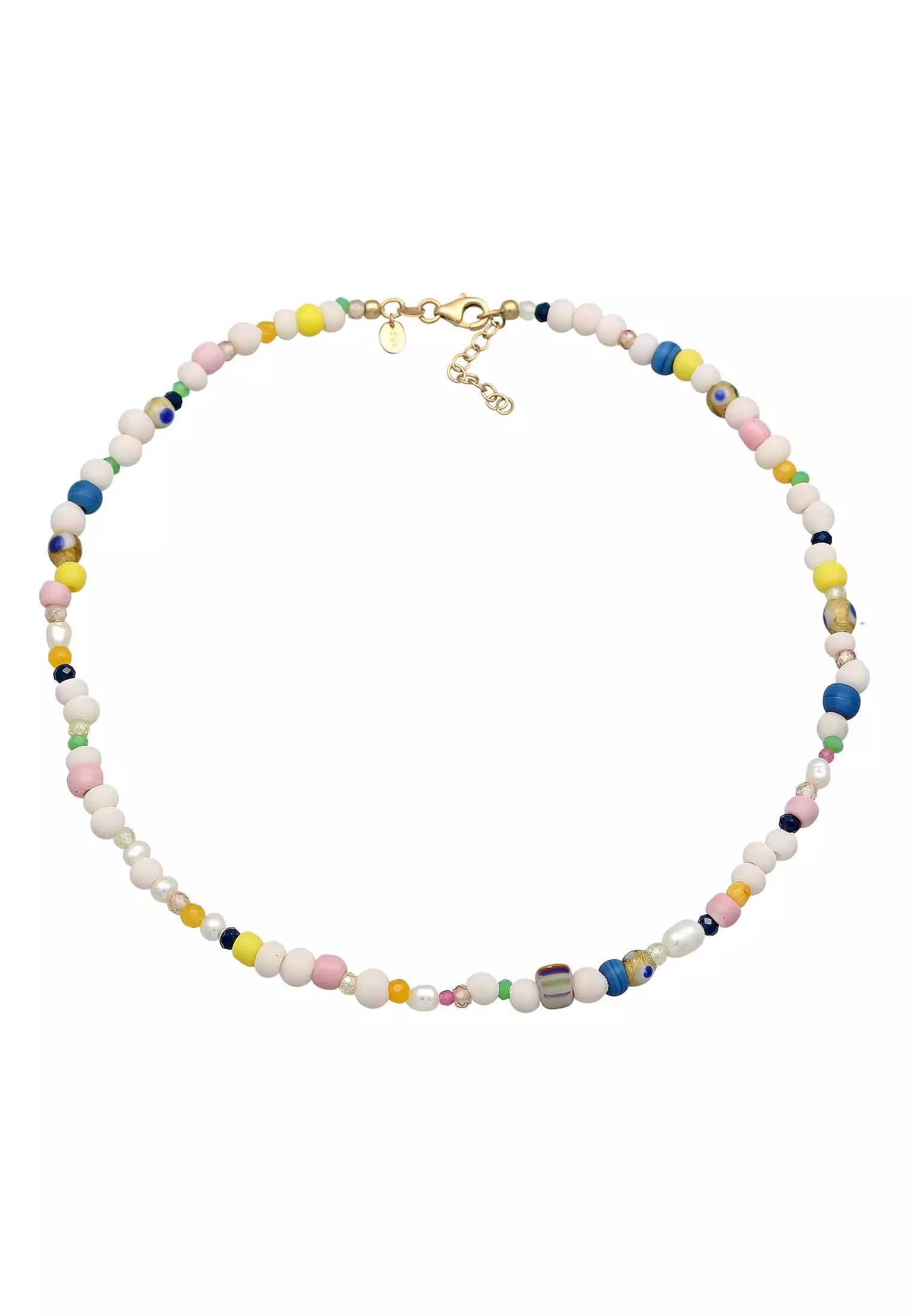 Necklace Summer Choker Beads Colourful Gold Plated