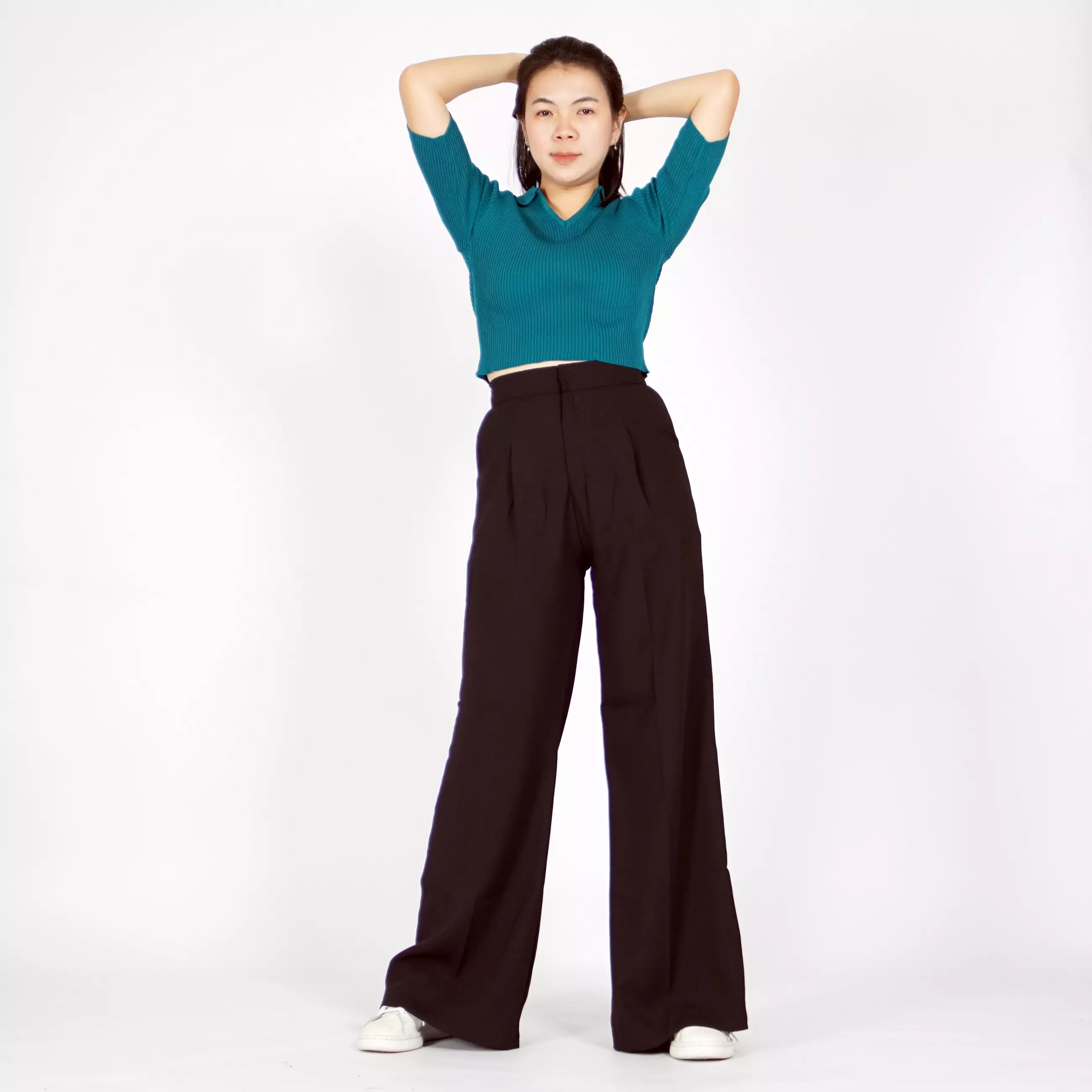  HANA Knit Crop Top Atasan Crop Rajut CropTop Rajut Gaya Korea - Emerald