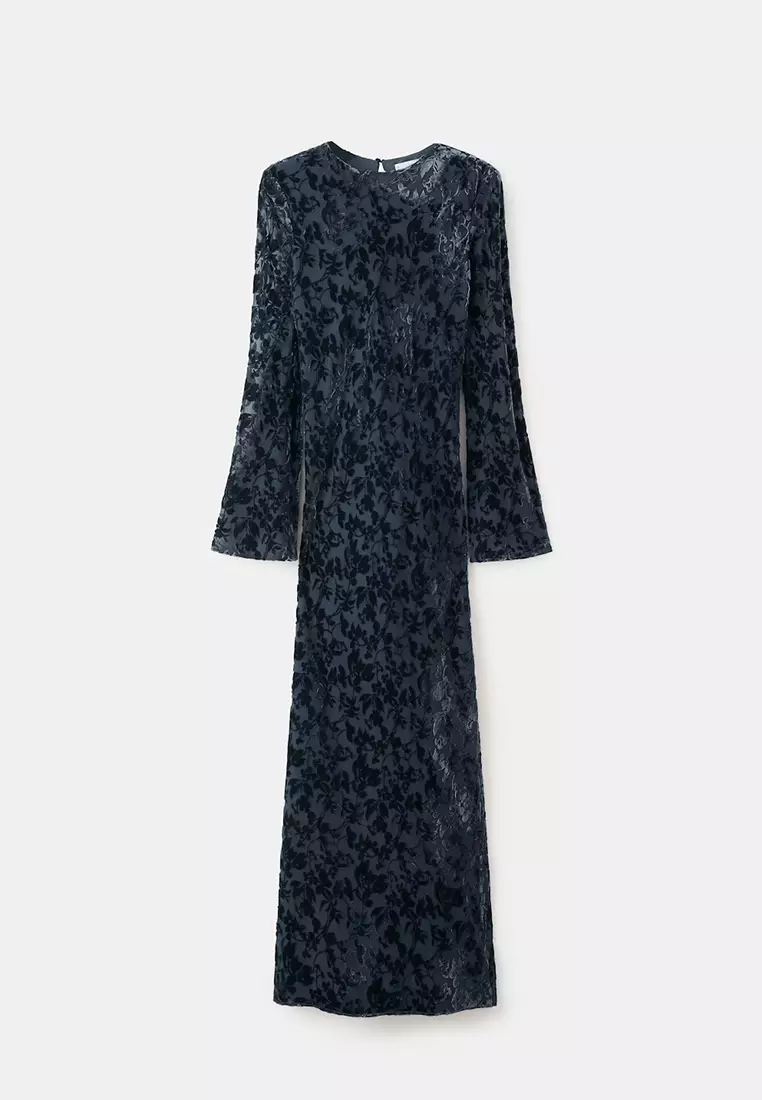 Devoré Dress With Bell Sleeves