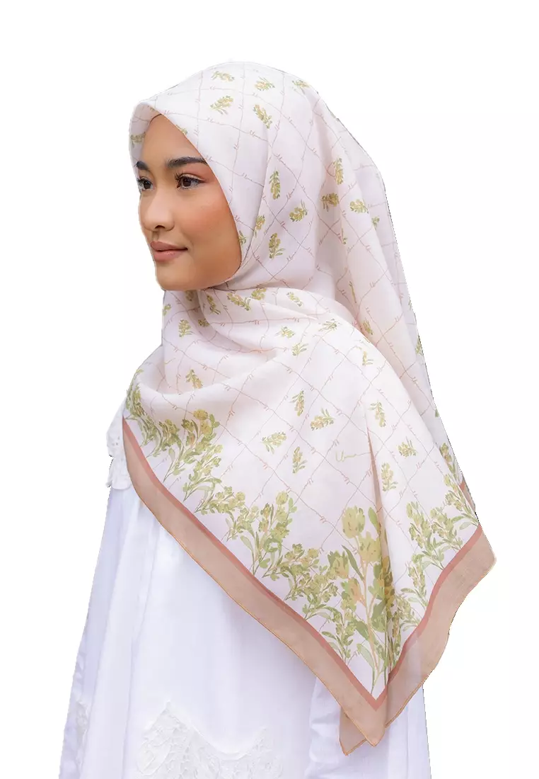 Meadow Printed Cotton Voile Square in Spring Yellow