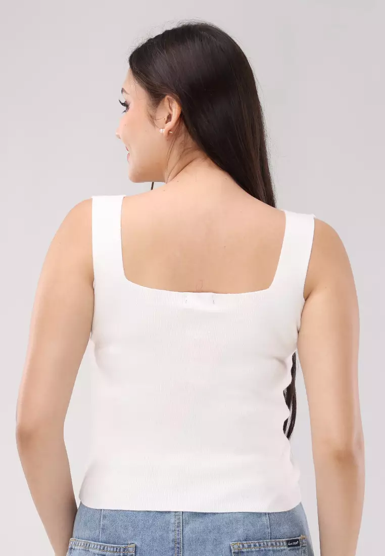 Plain Knitted Sleeveless Blouse
