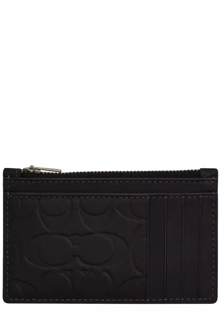 Coach Zip Card Case In Signature Leather in Black CY906 2025 | Buy