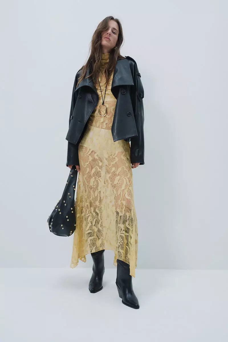 Turtleneck lace maxi dress