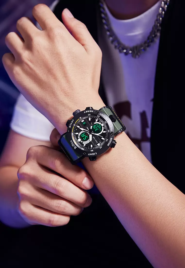 Jam Tangan Pria Original Analog&Digital Multifungsi Militer Jam Tangan Cowok Hijau