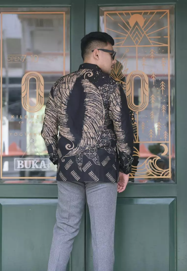 kemeja batik pria lengan panjang dobby lasem batik bulu sh 345