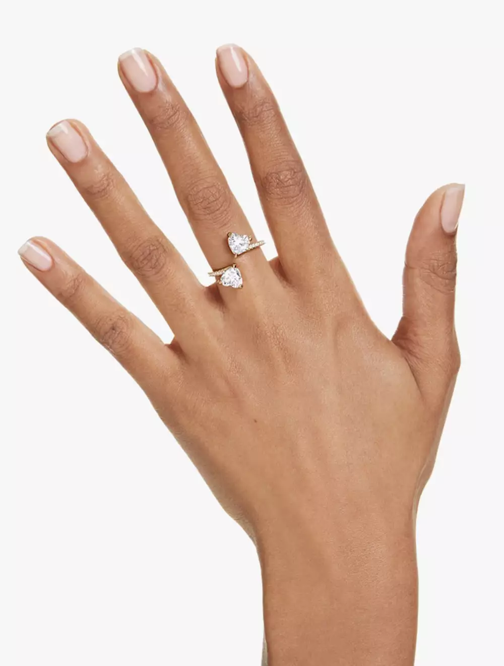 Mesmera Open Ring, Heart Cut, Pavé, White, Gold-Tone Plated