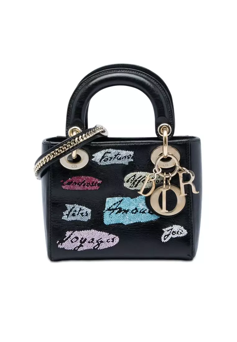 Pre-Loved Dior Mini Calfskin Beaded Lady Dior