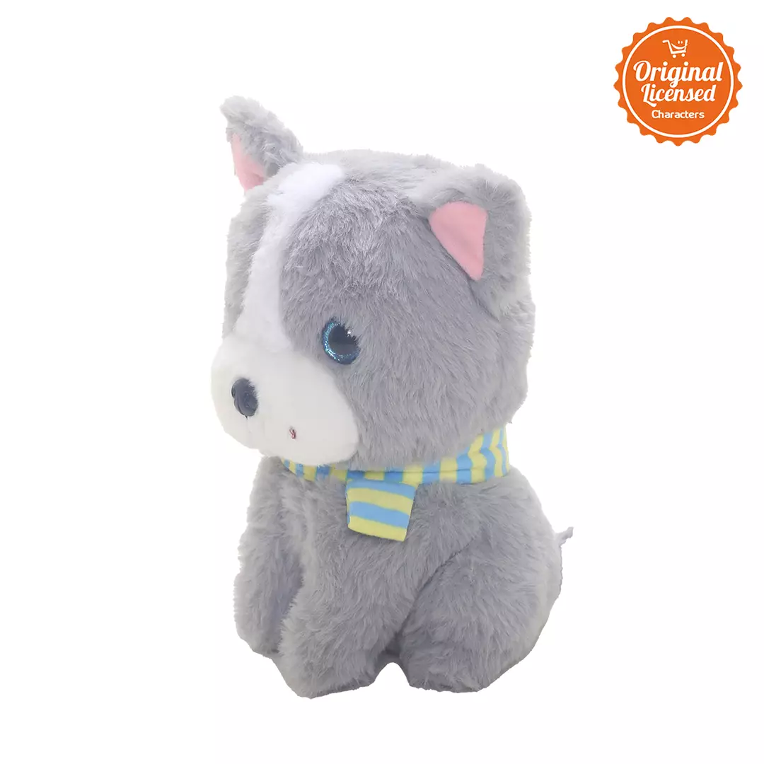 Boneka Sit Dog With Syall Grey 20 cm