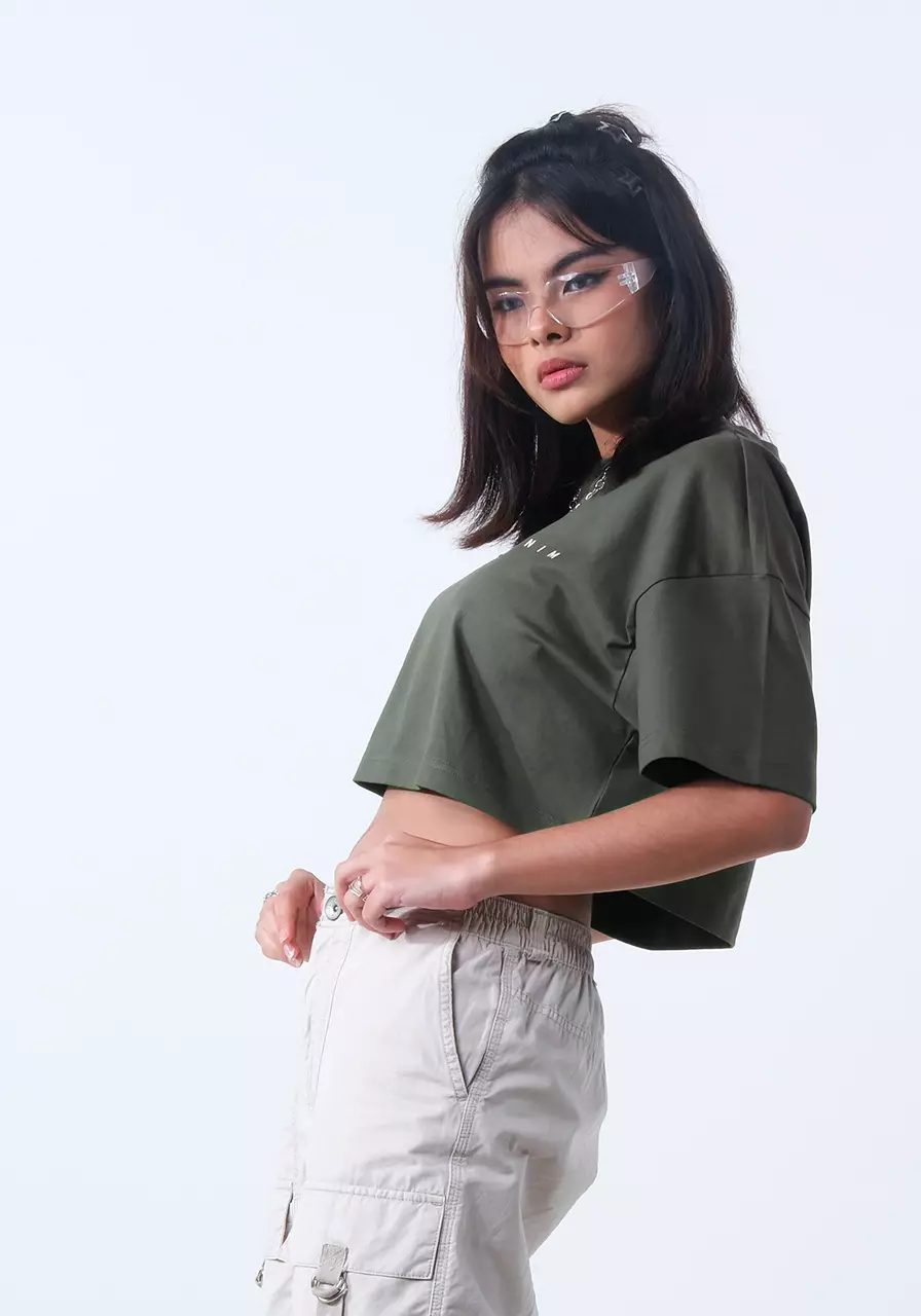 Kaos Wanita Cropped Mila Olive