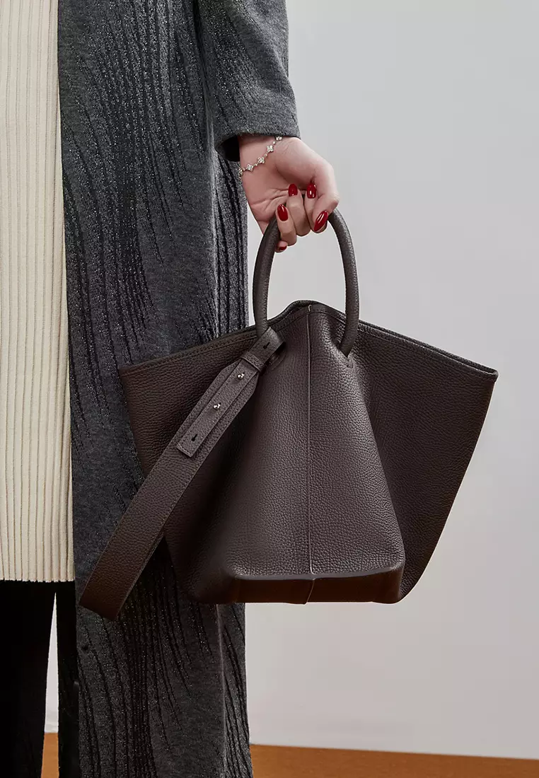 Minimal Style Top Grain Cowhide Bucket Bag QSL3297