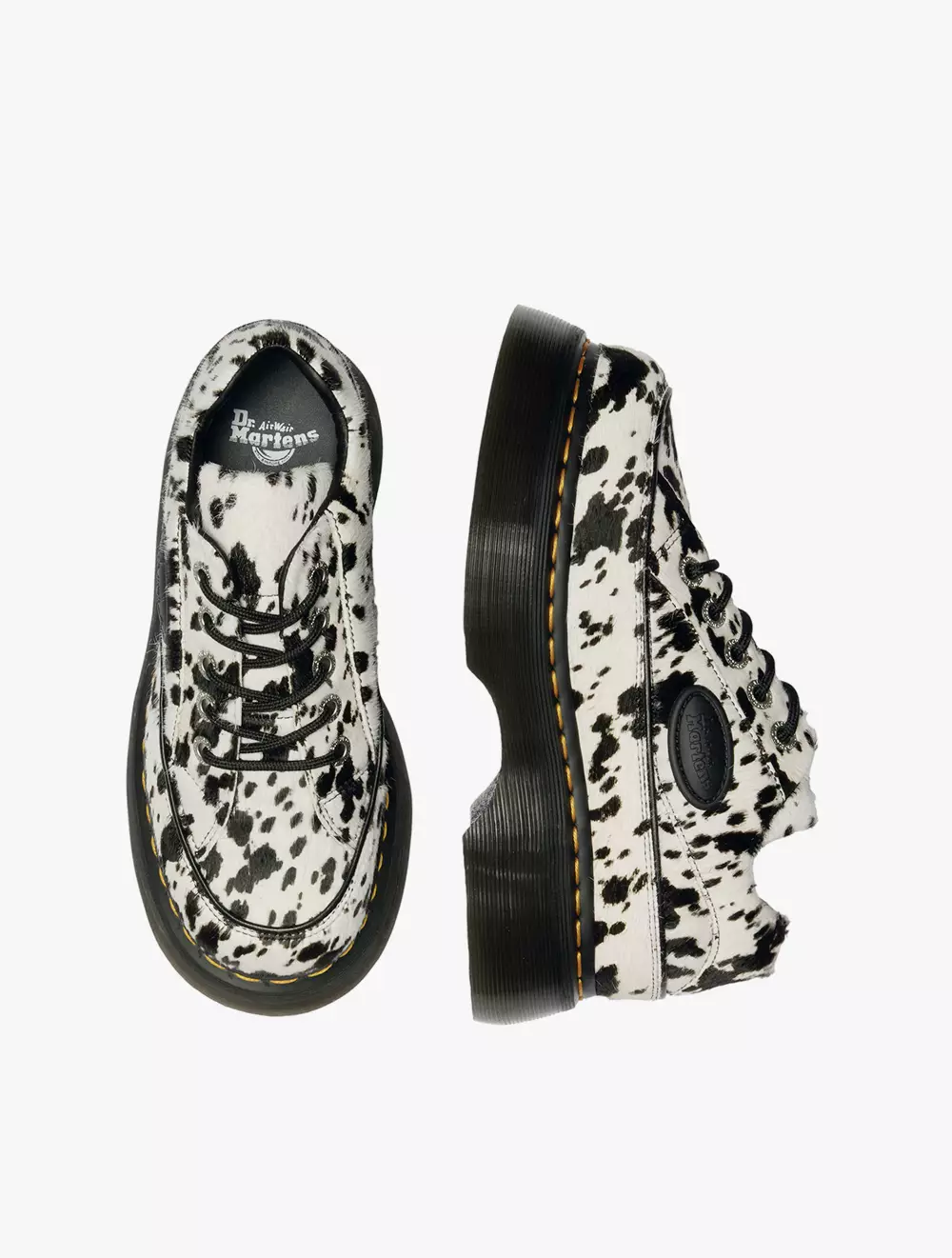 Dr. Martens Buzz 5i 5 Eye Shoe Cream+Black Dalmatian Print Hair On