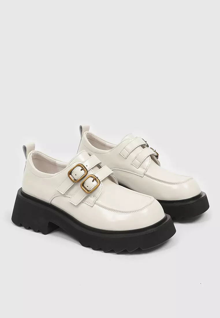 Leather Double Buckle Loafers MZ7306