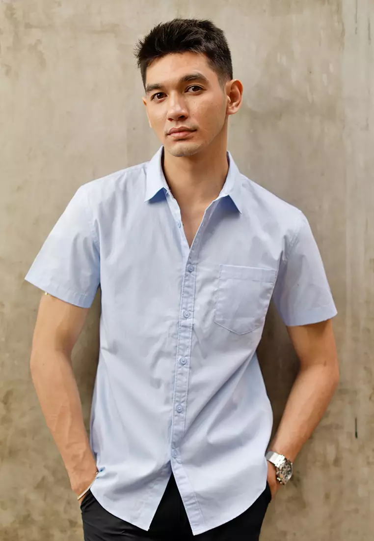 Oxcon Short Sleeve Business Shirt soft cotton Light Blue