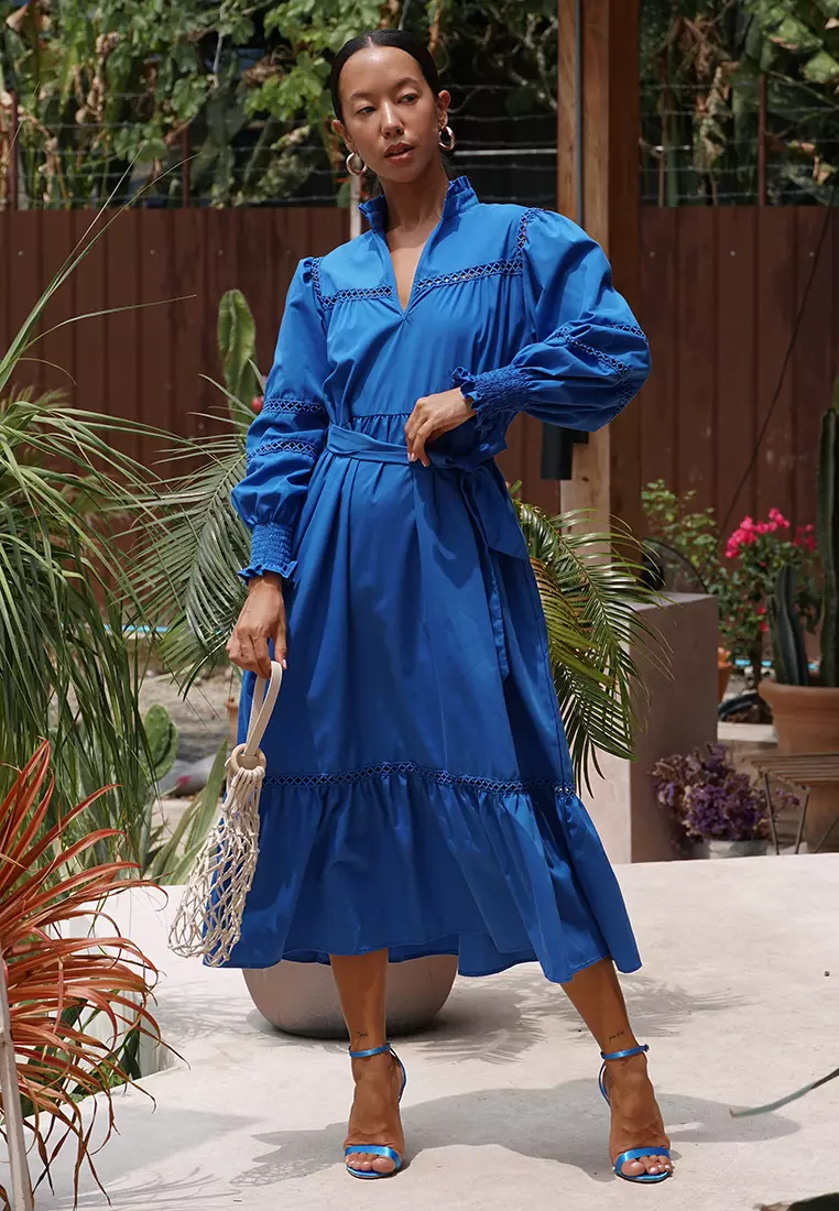 Belted lyocell outlet midi dress