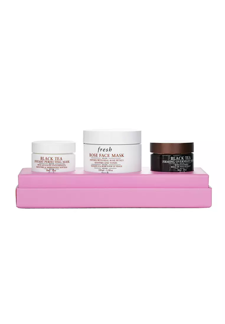 FRESH - Face Mask Set: 1x Rose Face Mask - 100ml/3.3oz + 1x Black Tea Firming Overnight Mask - 30ml/1oz + 1x Black Tea Instant Perfecting Mask - 30ml/1oz 3pcs