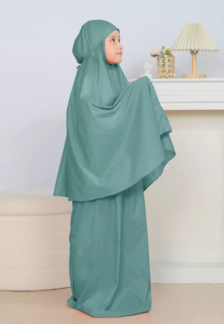 Zelena - Zalwa Prayer Set | Mukena Travel Size | Mukena Resleting 2in1 - TK