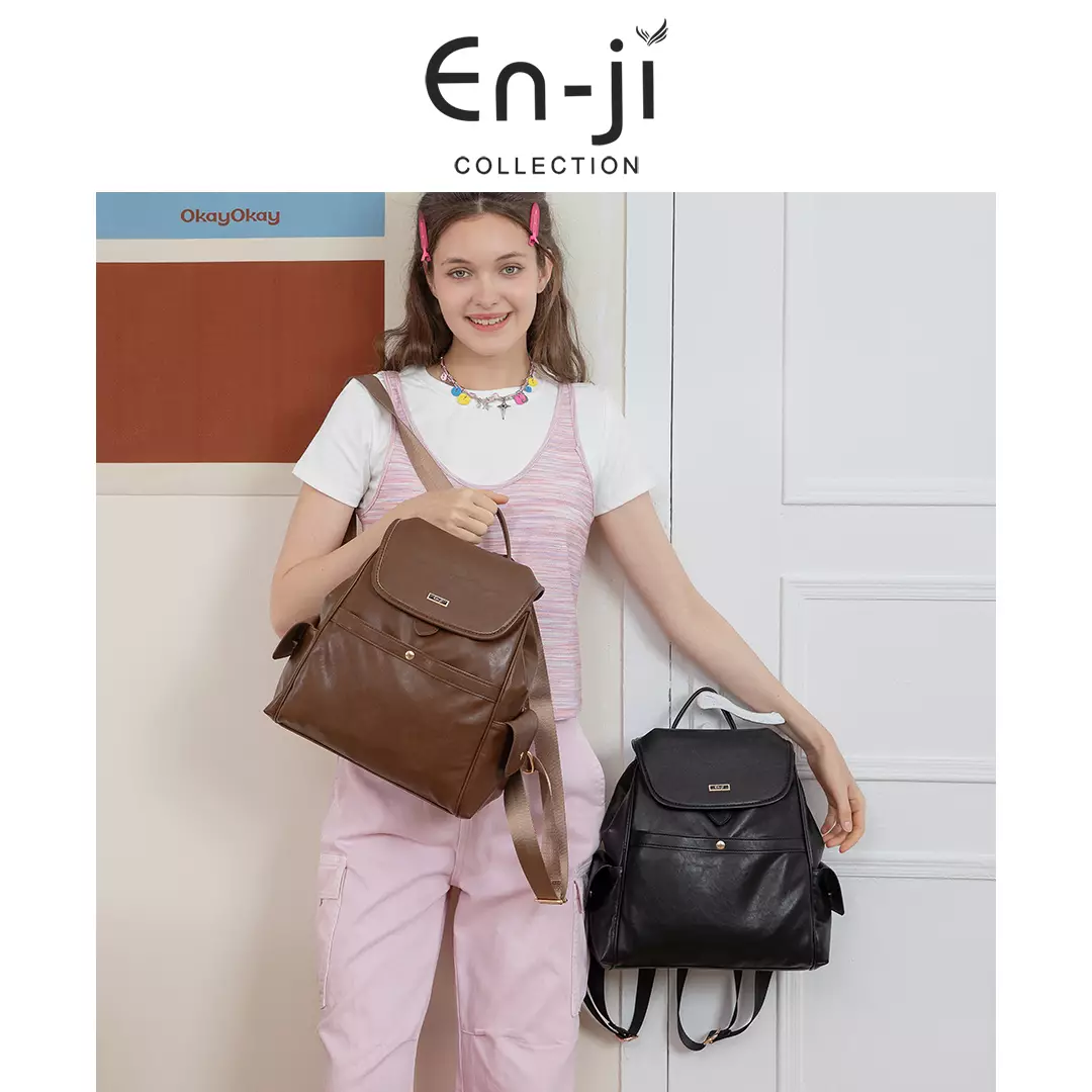 En-Ji Namju Backpack Wanita Warna Black