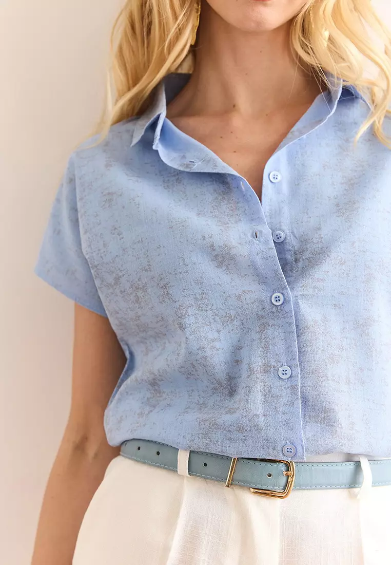 Folded Sleeve Linen Shirt