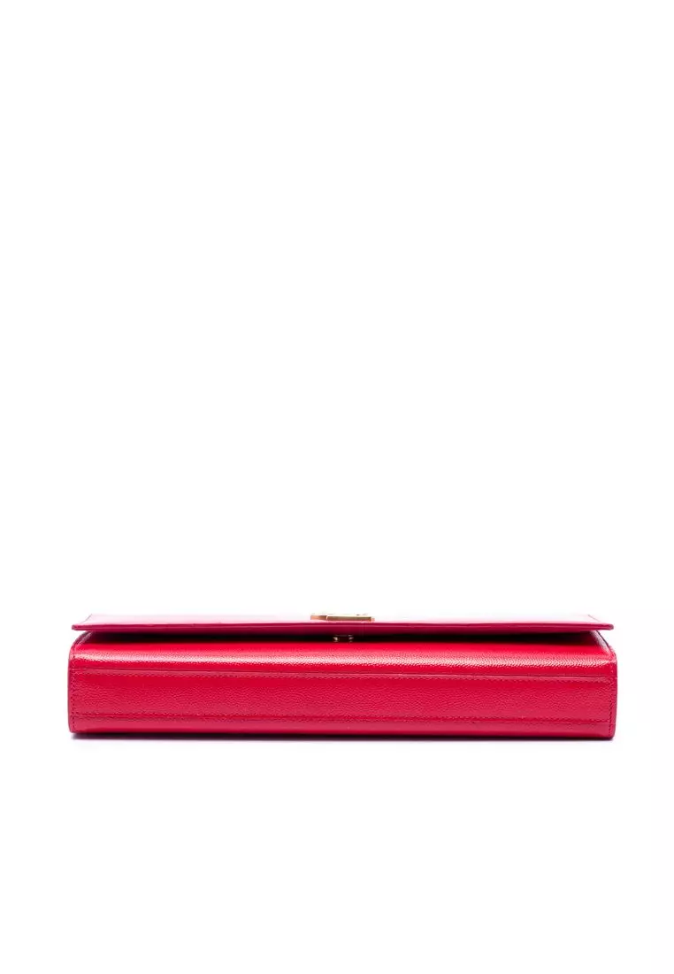 Pre-Loved Saint Laurent Grain De Poudre Monogram Cassandre Clutch