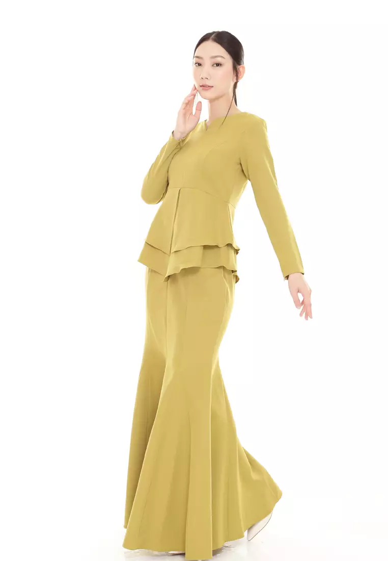 Serena Kurung Modern in Olive Gold