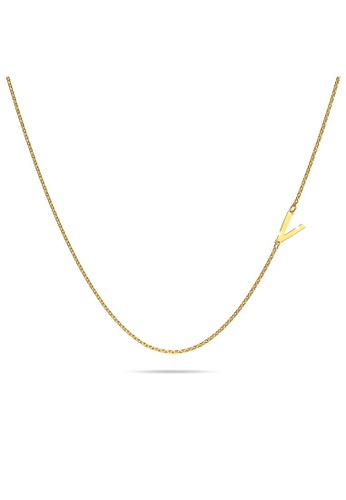 Bullion Gold 金色 BULLION GOLD Dainty Alphabet Letter Necklace Gold Layered Steel Jewellery - V A102CACE8AFE28GS_1