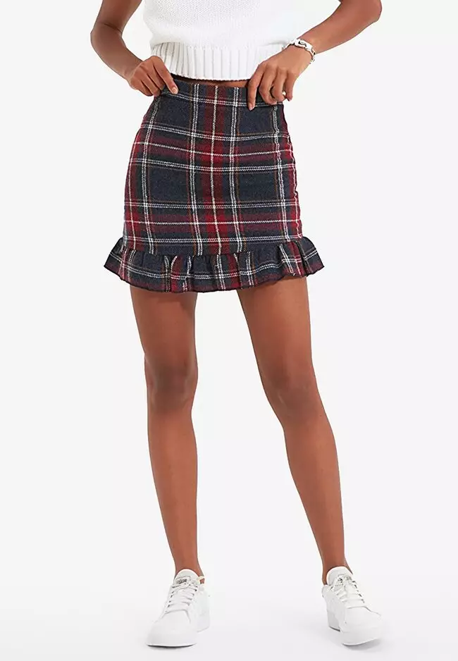 Zalora store checkered skirt