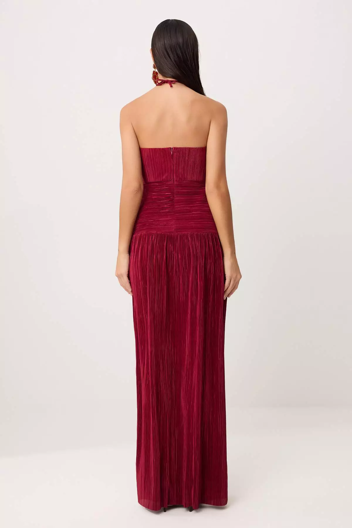 Burgundy Pleated Maxi Evening Dress & Graduation Gown Tprss26Ae119