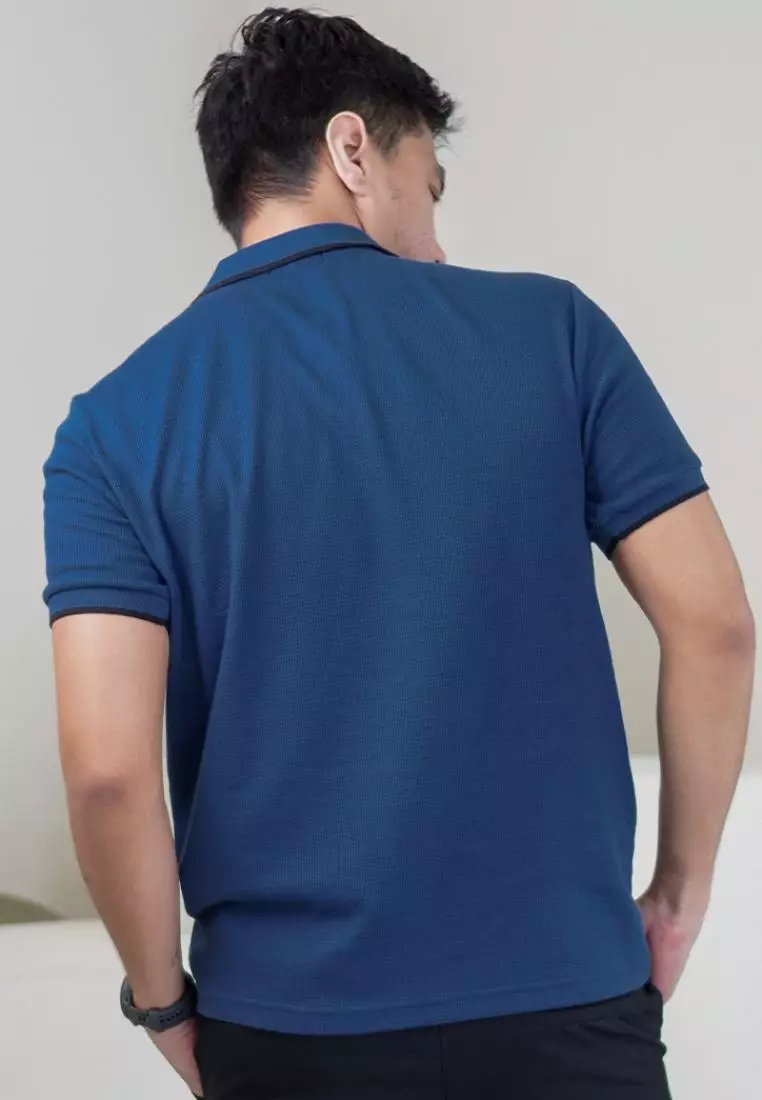 MATSUDA Kaos Polo Pria Waffel Kerah Otsuki