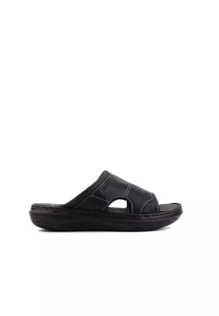 Buy LARRIE LARRIE Men Black Microfiber Wide Walking Sandals 2024