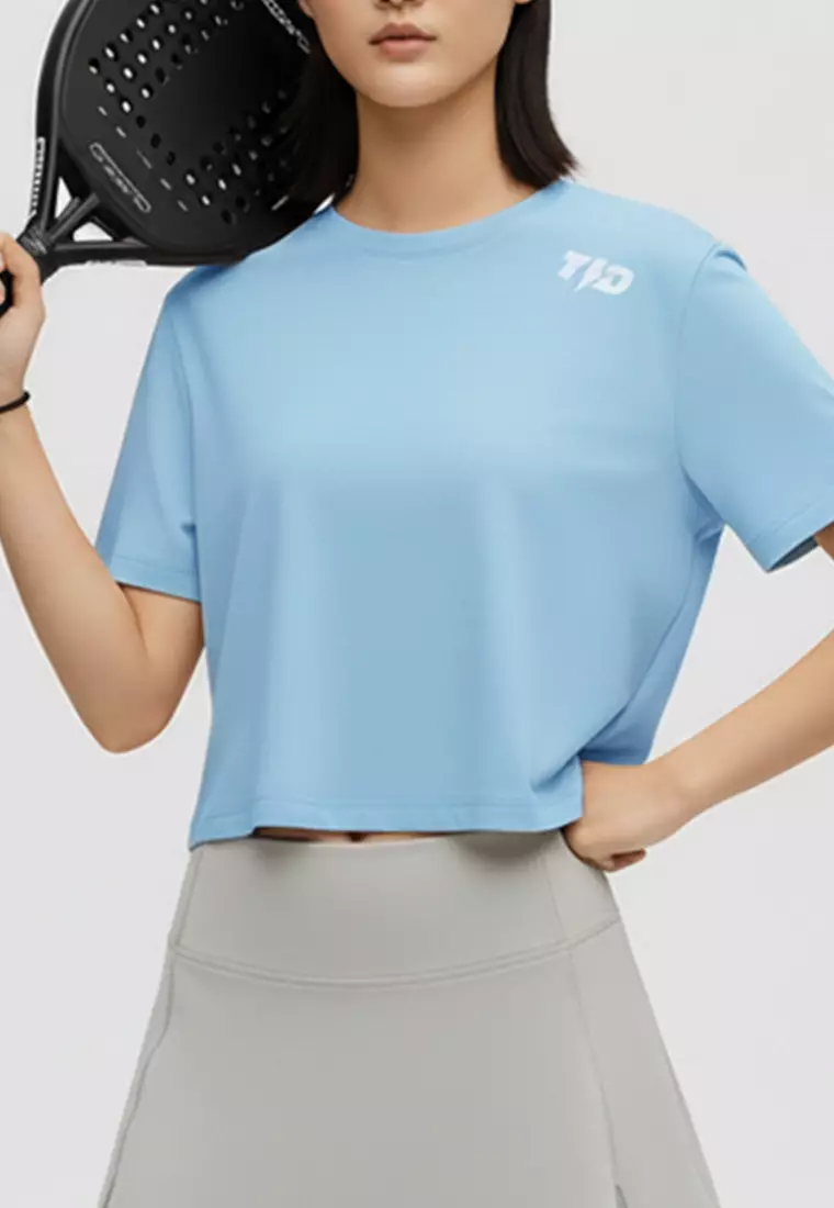 LSE14 Kaos Padel Top Crop T Shirt Olahraga Dryfit Wanita light blue