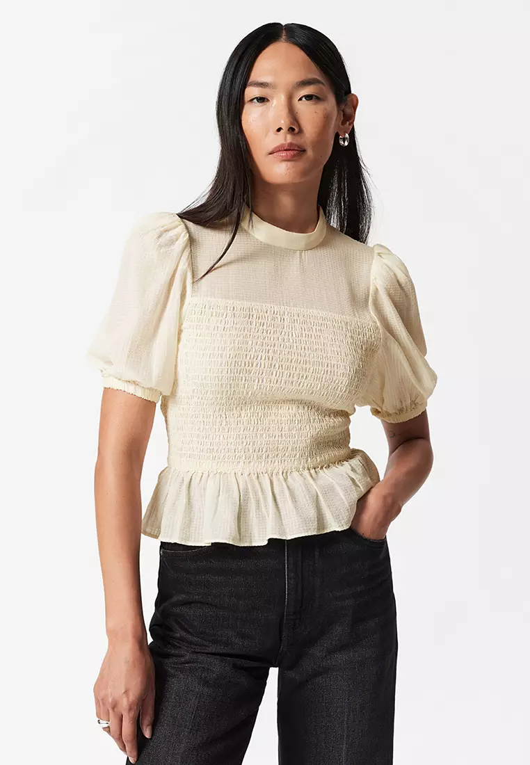 Smocked Peplum Blouse