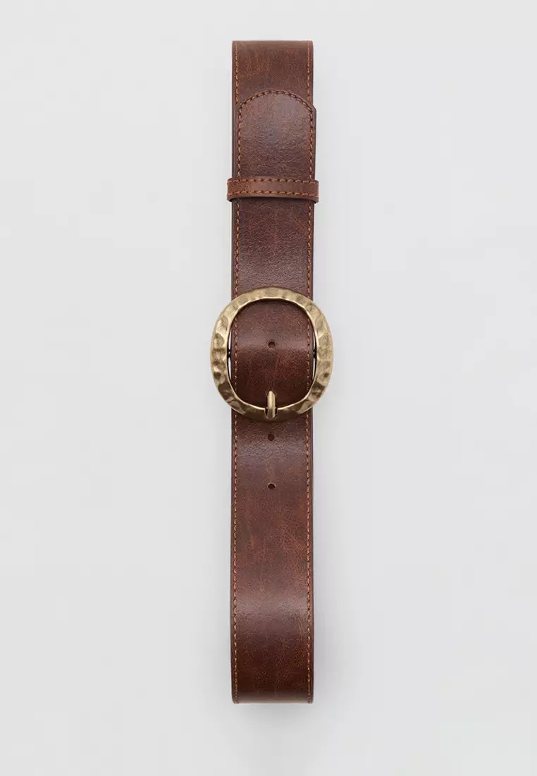 Textured Belt With Round Buckle