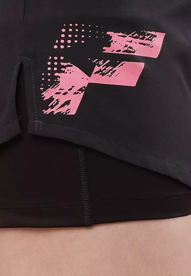 Celana Pendek Lapis Ganda Latihan/Gym Abu-abu Wanita