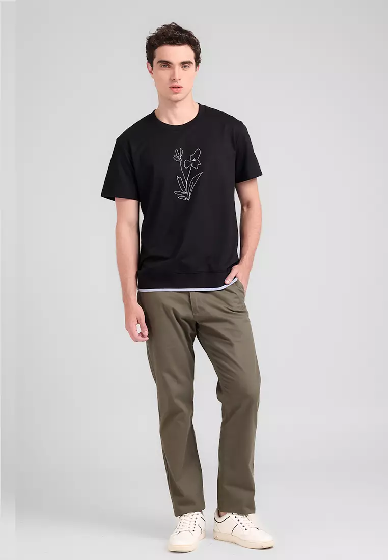 MANZONE - Kaos Lengan Pendek Pria Calix Sweatshirt - Black Colour Black