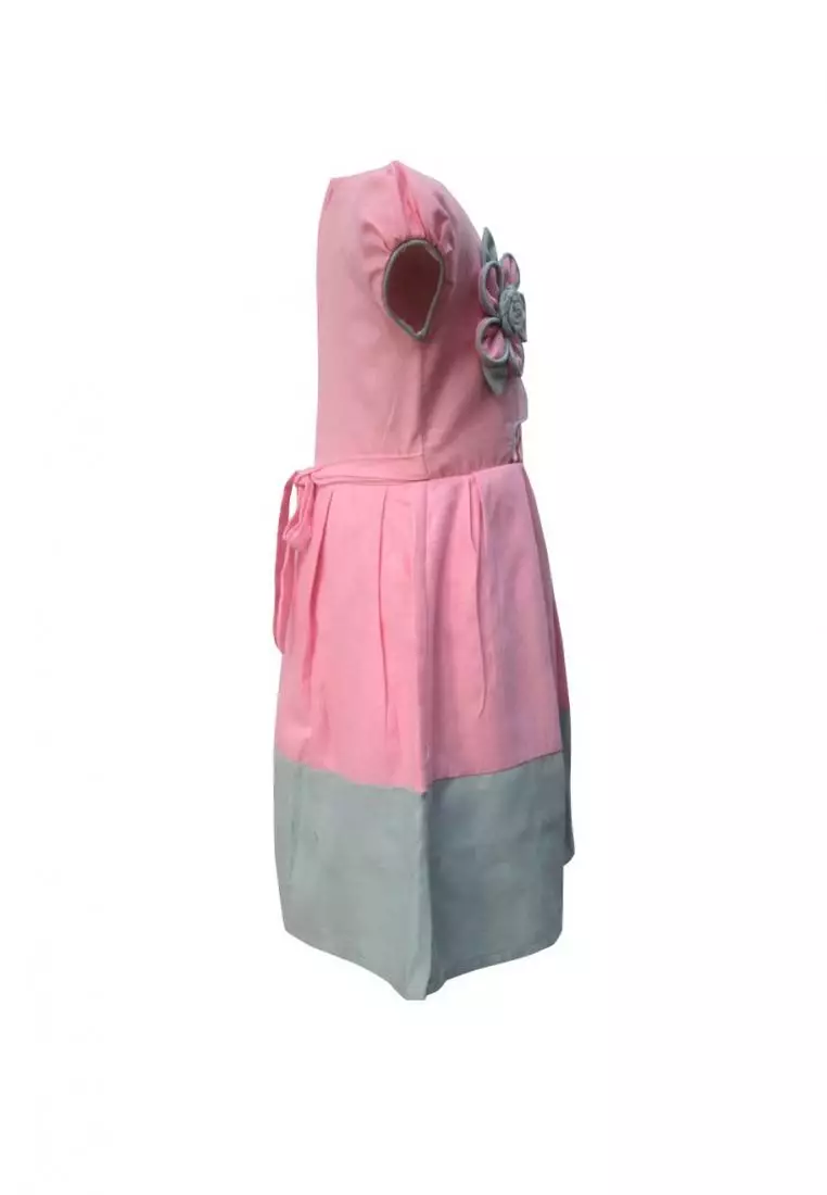 Two Mix Dress Anak Fashion Usia 1-12 tahun 4128 Pink