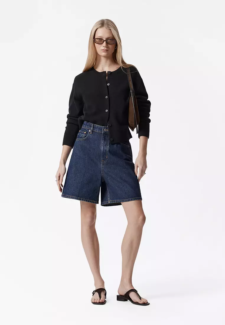 Wide-Leg Denim Shorts